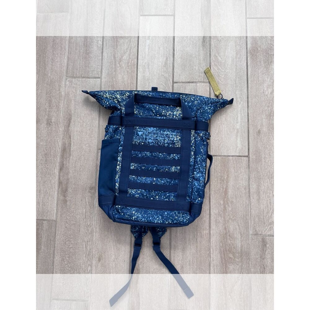 Under Armour Project Rock Duffle Backpack 21.9L Blue Splatter Gym Bag 1364189